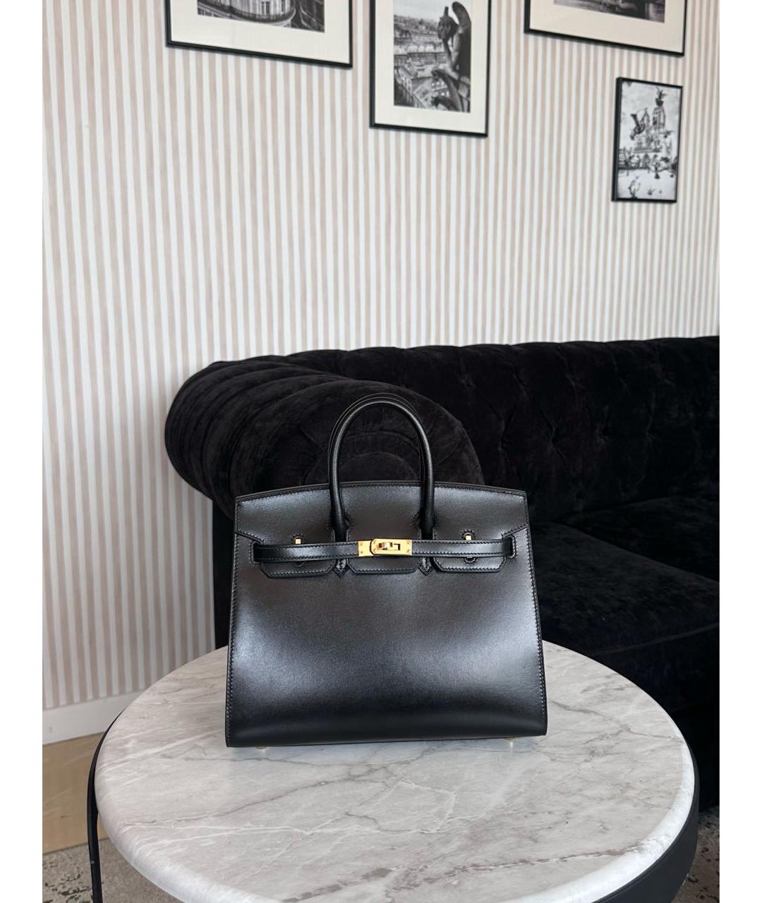 HERMES Черная кожаная сумка с короткими ручками, фото 5