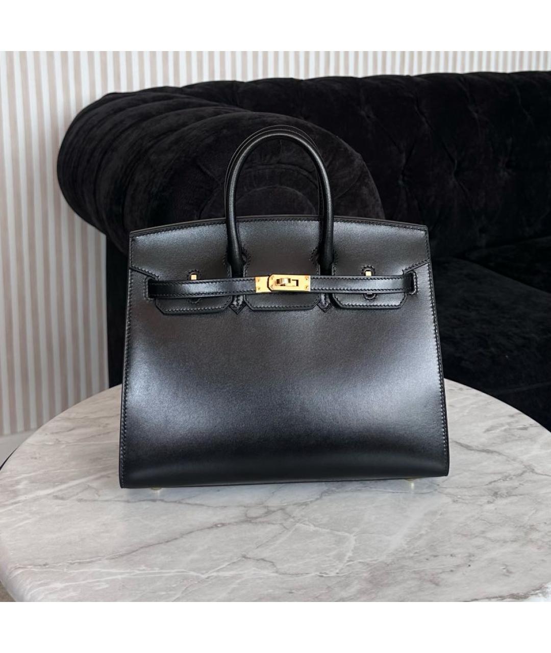 HERMES Черная кожаная сумка с короткими ручками, фото 6