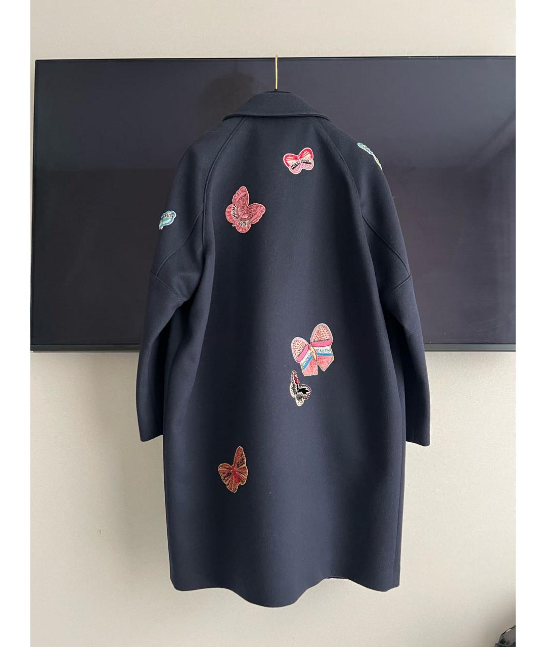 VALENTINO Темно-синее шерстяное пальто, фото 2