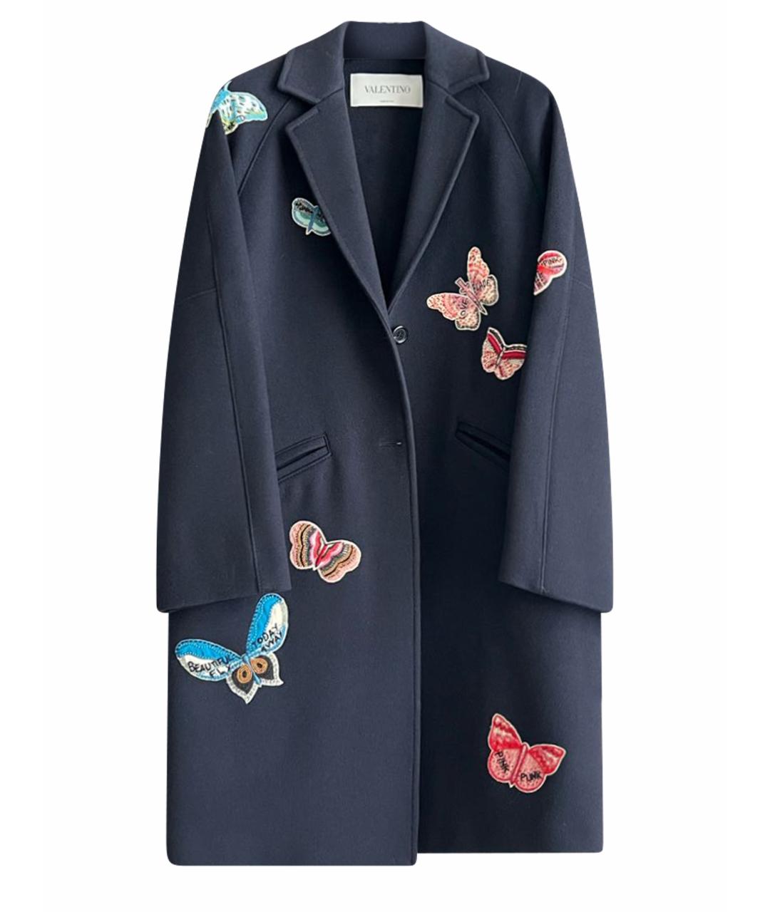 VALENTINO Темно-синее шерстяное пальто, фото 1