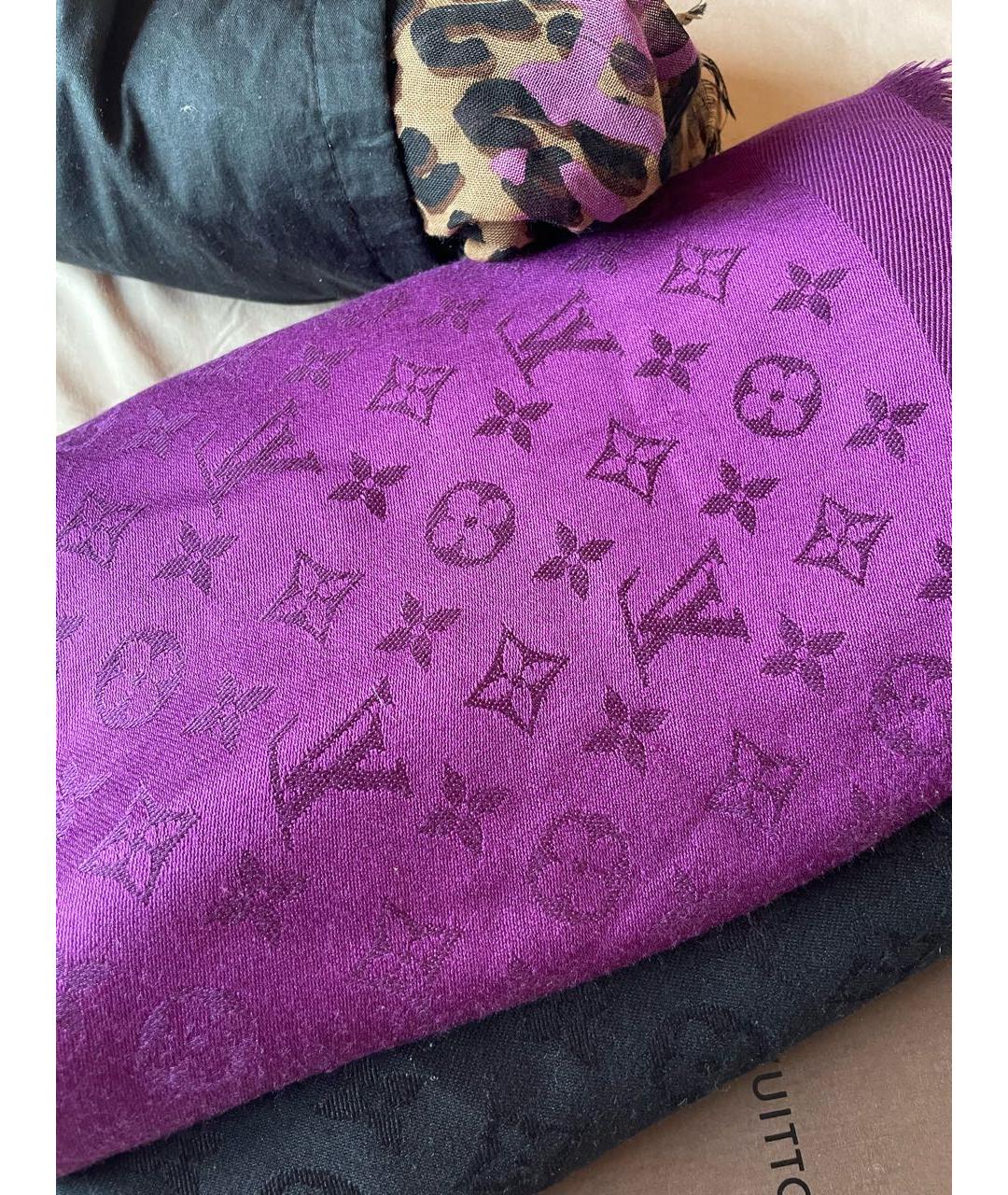 LOUIS VUITTON Черный шерстяной платок, фото 6
