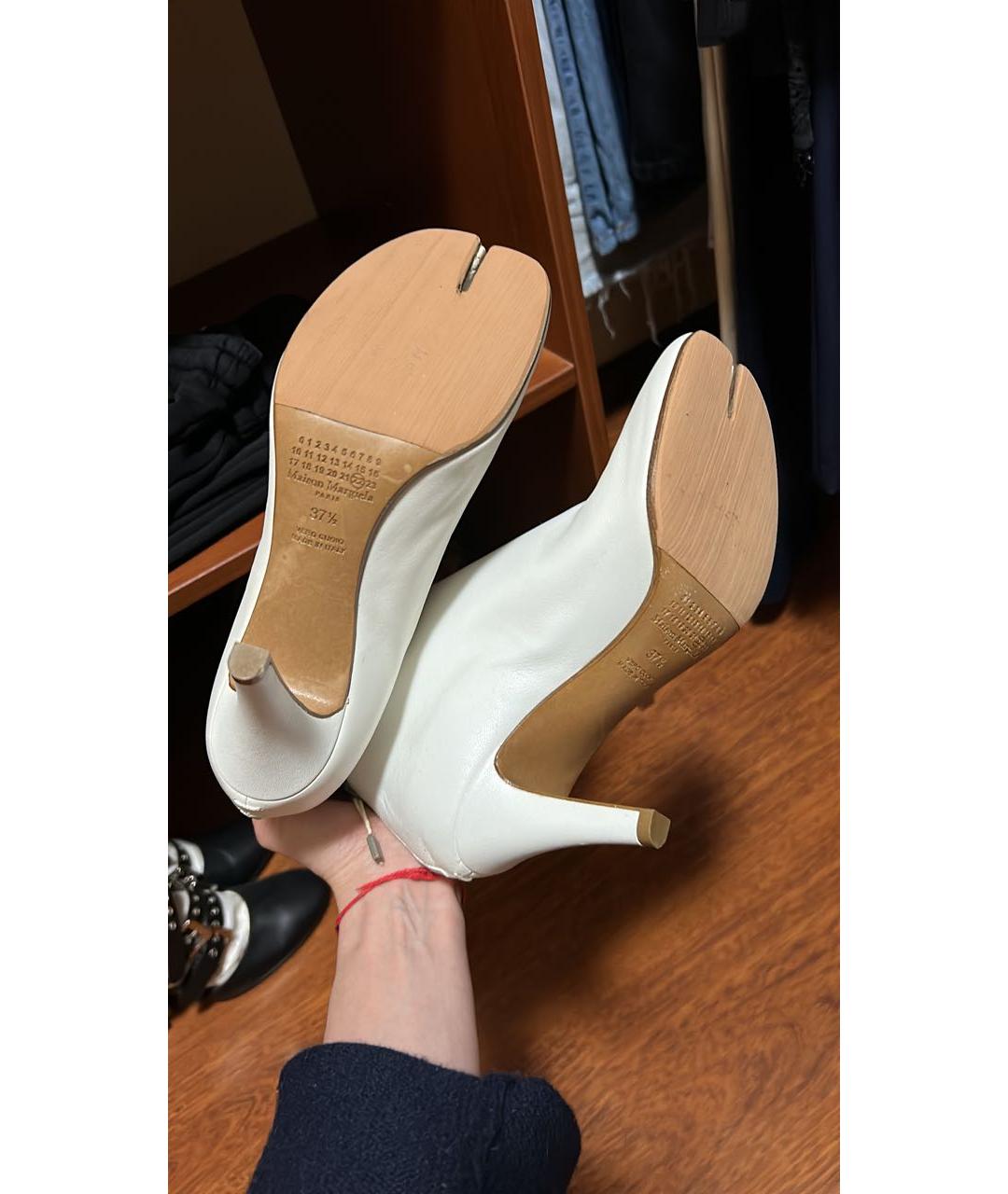 MAISON MARGIELA Белые кожаные ботильоны, фото 5