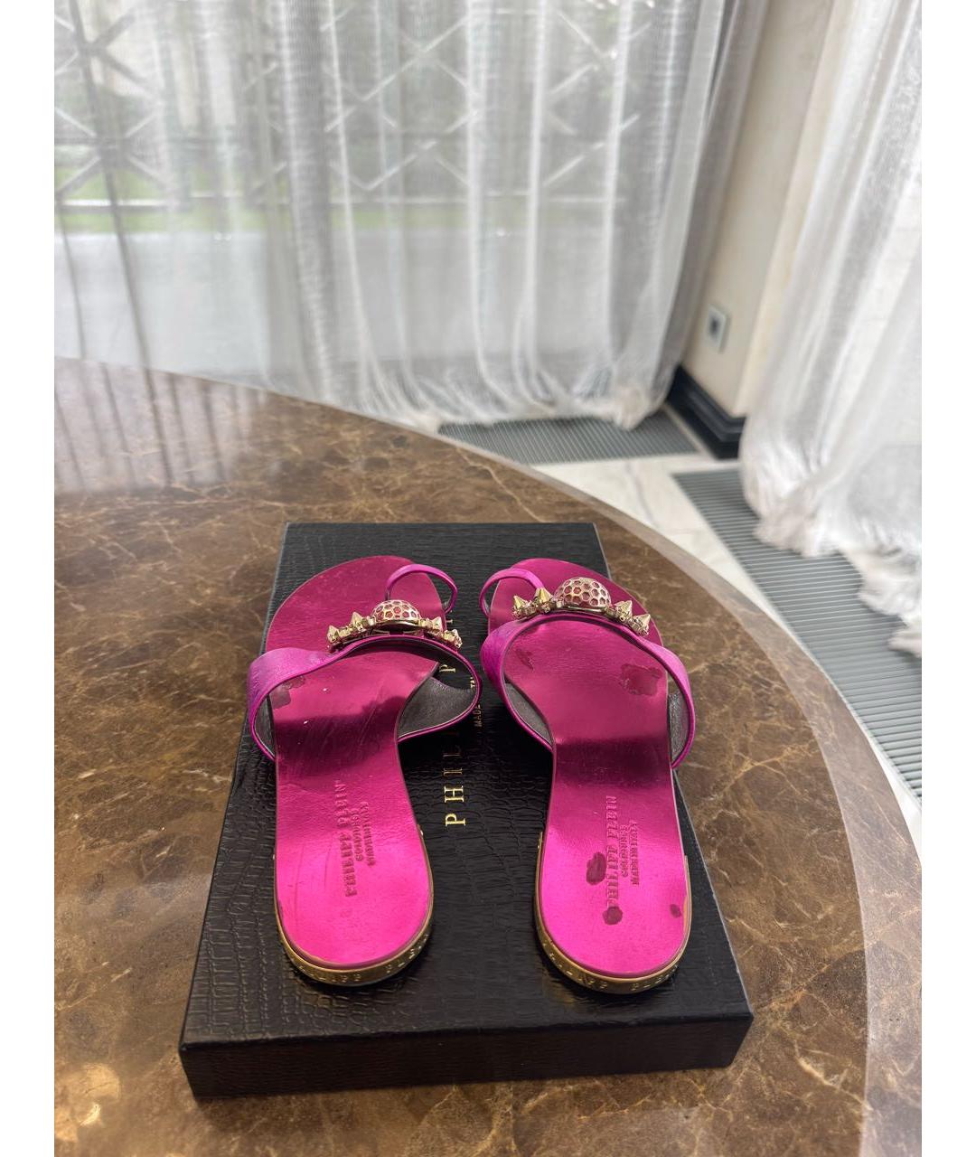 PHILIPP PLEIN Фуксия шлепанцы, фото 3