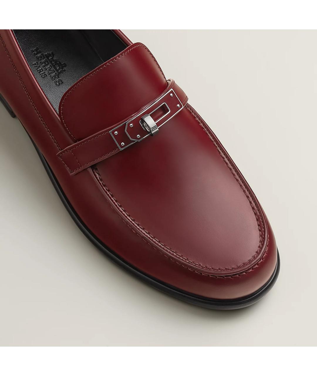 HERMES Красные кожаные мокасины, фото 4