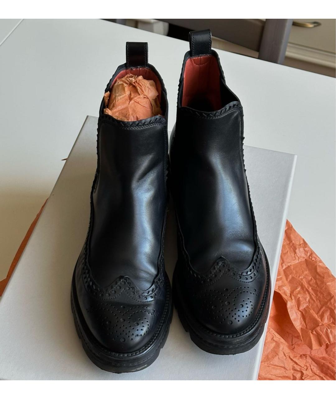 SANTONI Черные кожаные полусапоги, фото 3