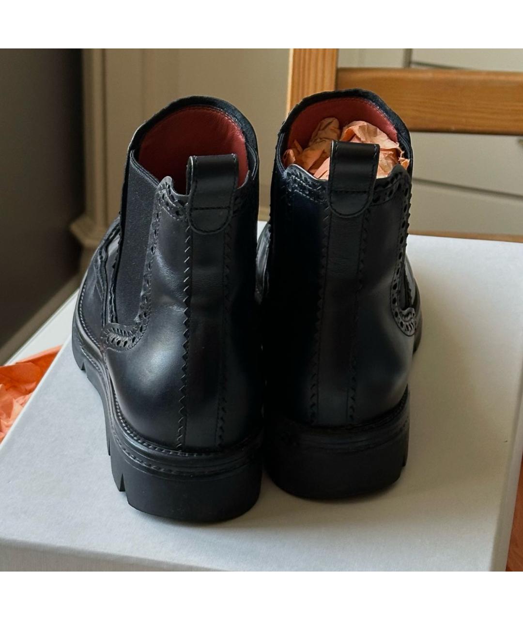 SANTONI Черные кожаные полусапоги, фото 4