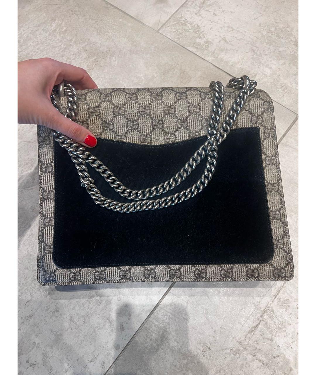 GUCCI Серая кожаная сумка через плечо, фото 2