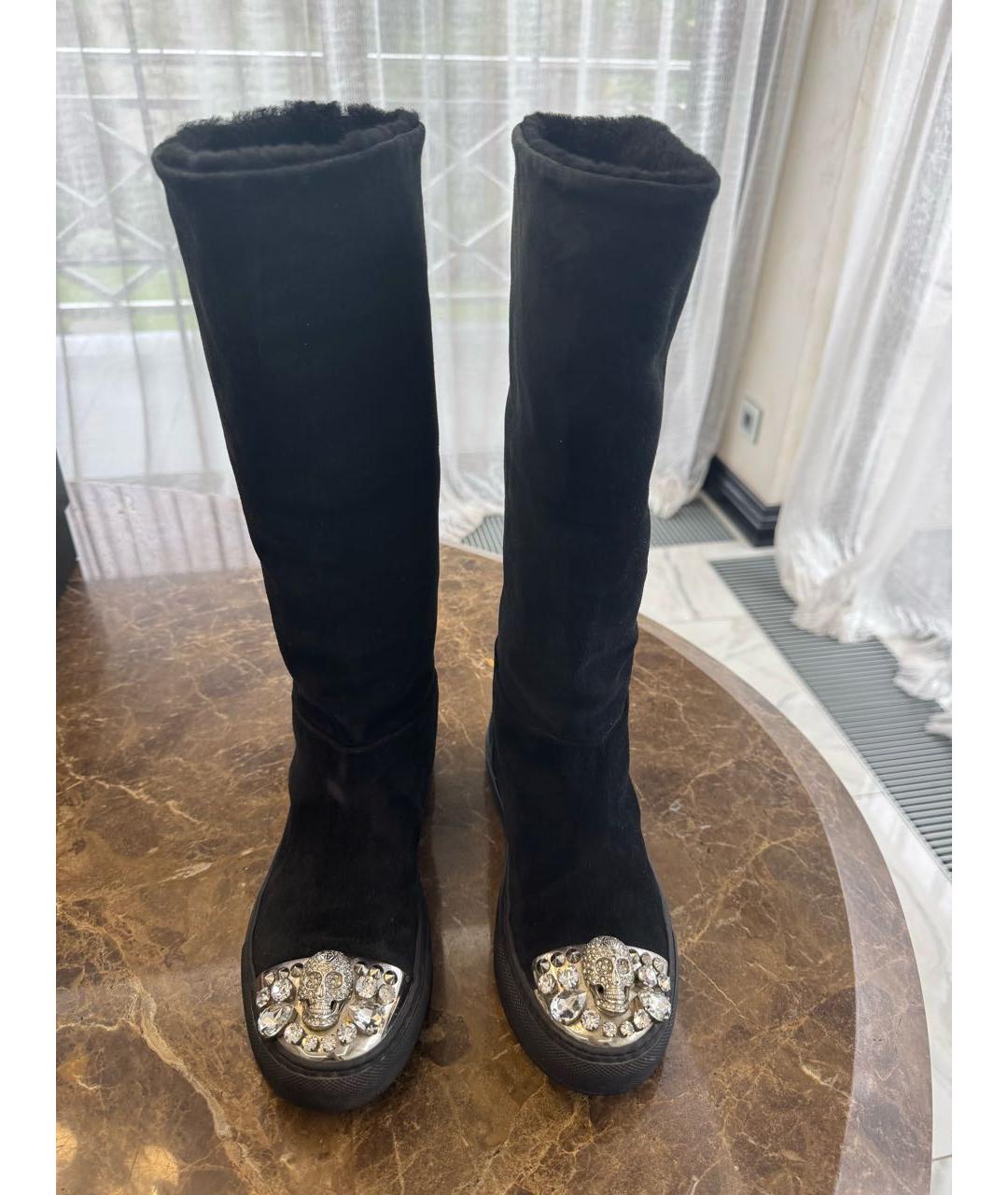 PHILIPP PLEIN Черные замшевые сапоги, фото 2