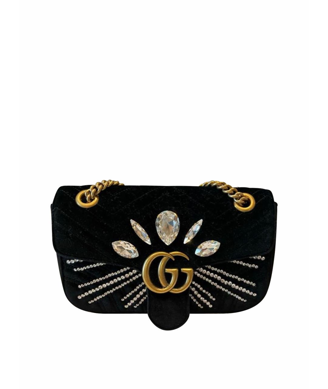 GUCCI Черная бархатная сумка через плечо, фото 1