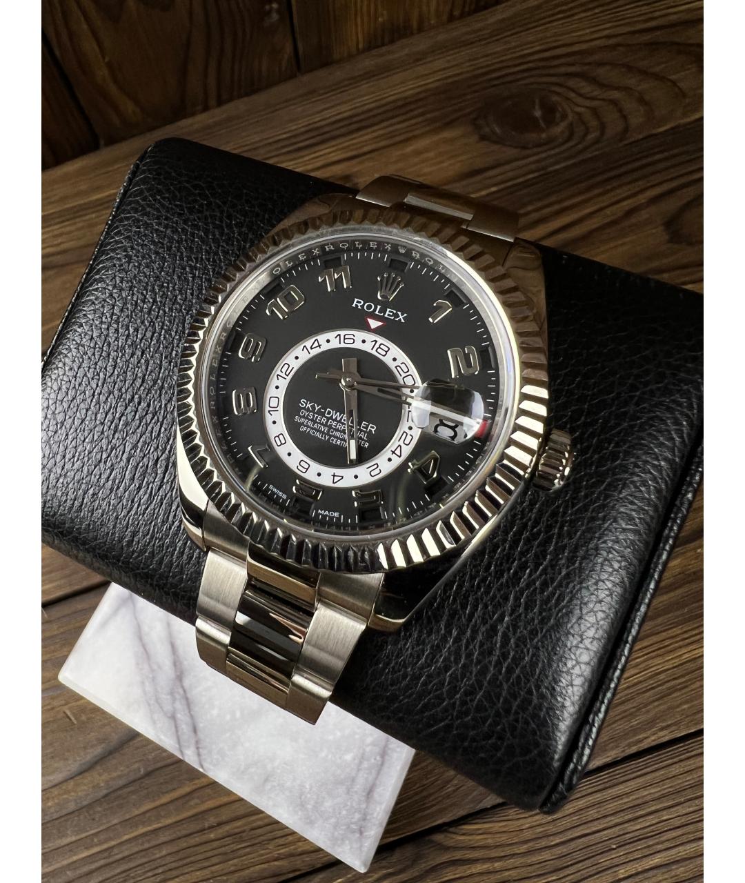 ROLEX Черные часы из белого золота, фото 3