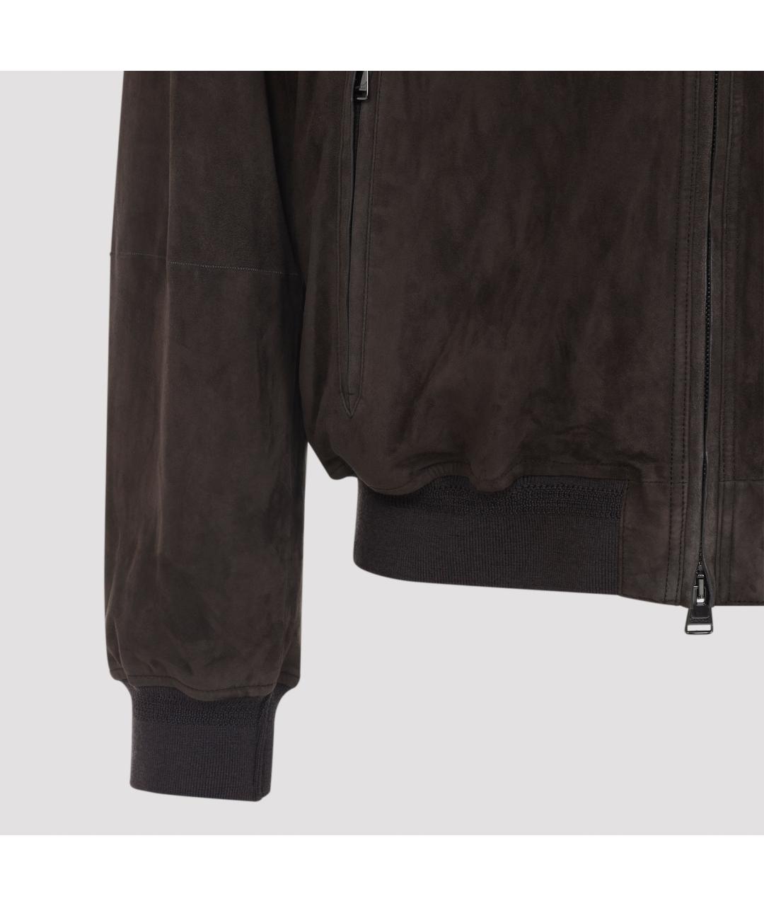 CANALI Коричневая кожаная куртка, фото 3