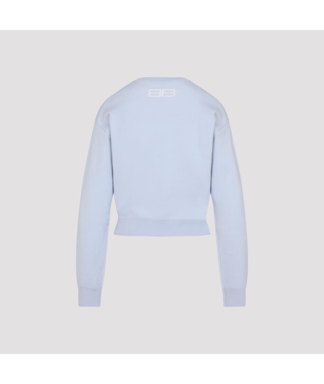 BALENCIAGA Голубой хлопко-эластановый джемпер / свитер, фото 4