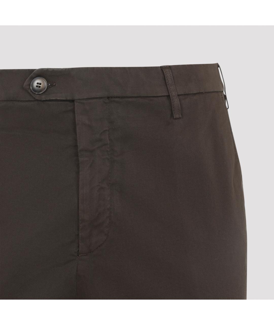 CANALI Коричневые хлопковые повседневные брюки, фото 3
