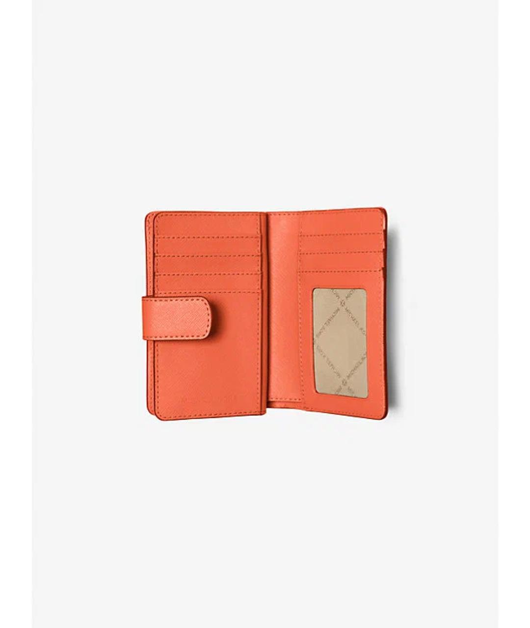 MICHAEL KORS Оранжевый кожаный кошелек, фото 2