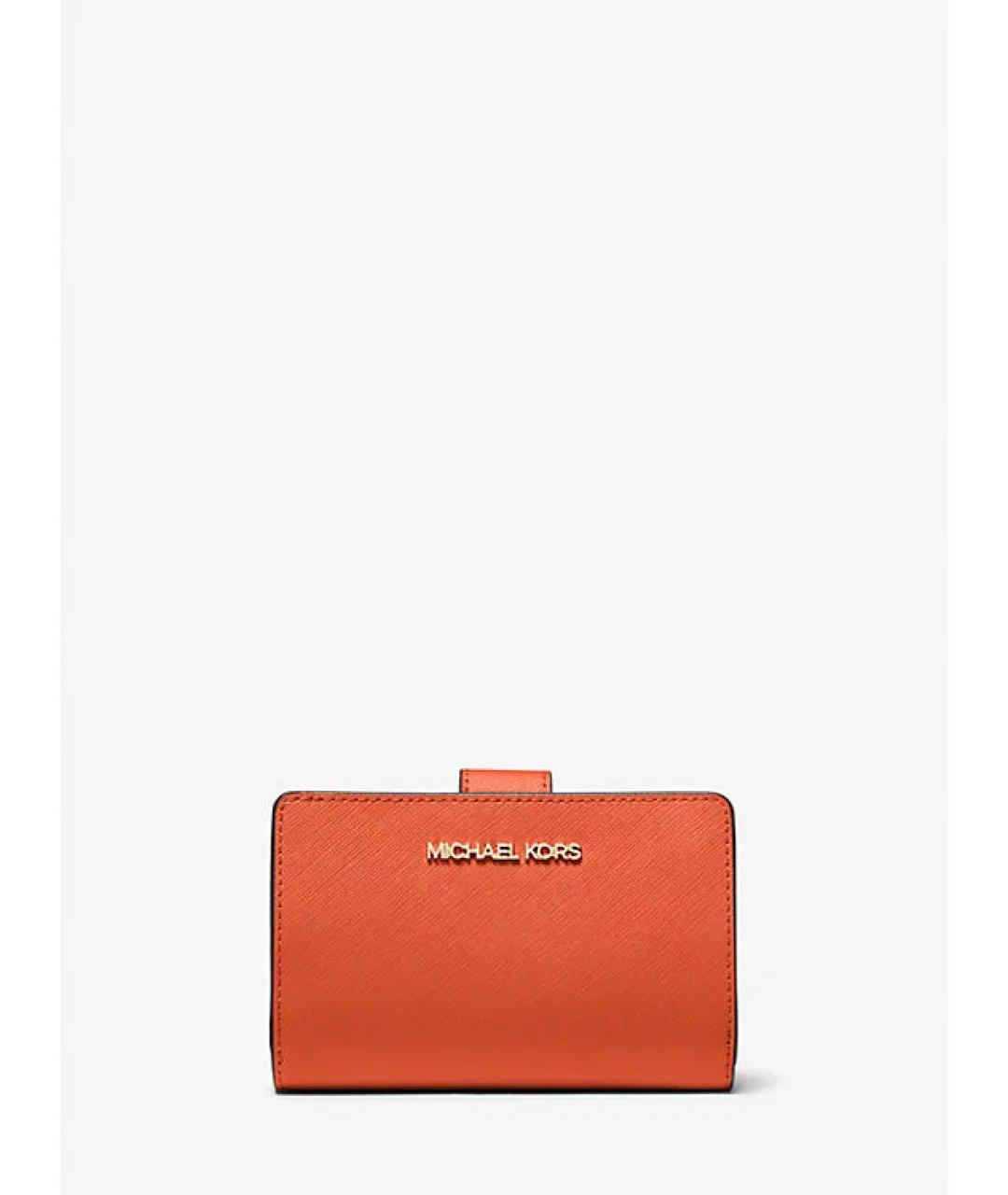 MICHAEL KORS Оранжевый кожаный кошелек, фото 5