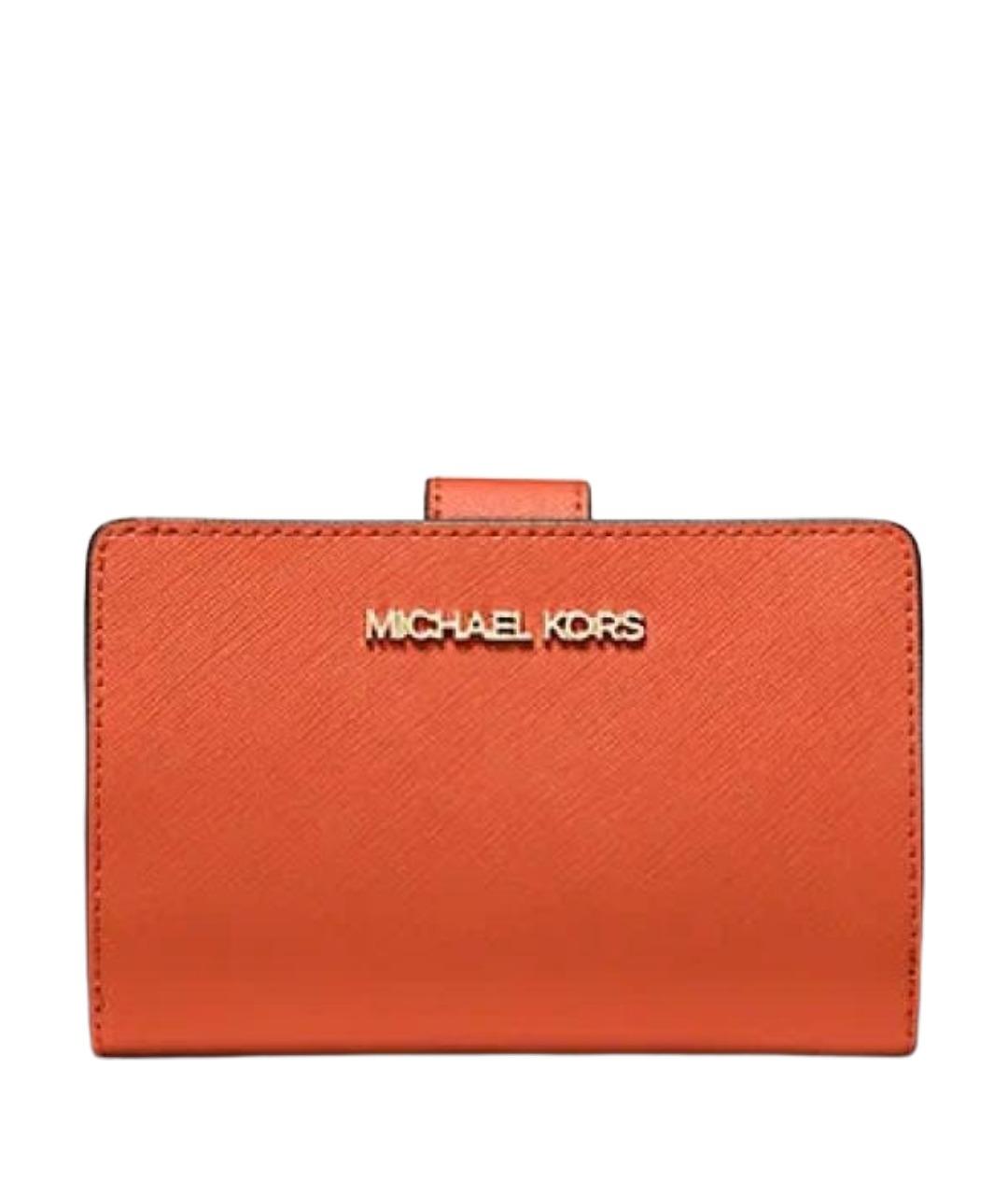 MICHAEL KORS Оранжевый кожаный кошелек, фото 1