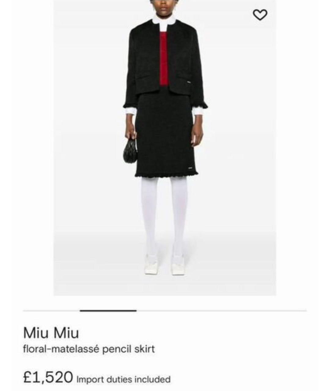 MIU MIU Черный шерстяной костюм с юбками, фото 8