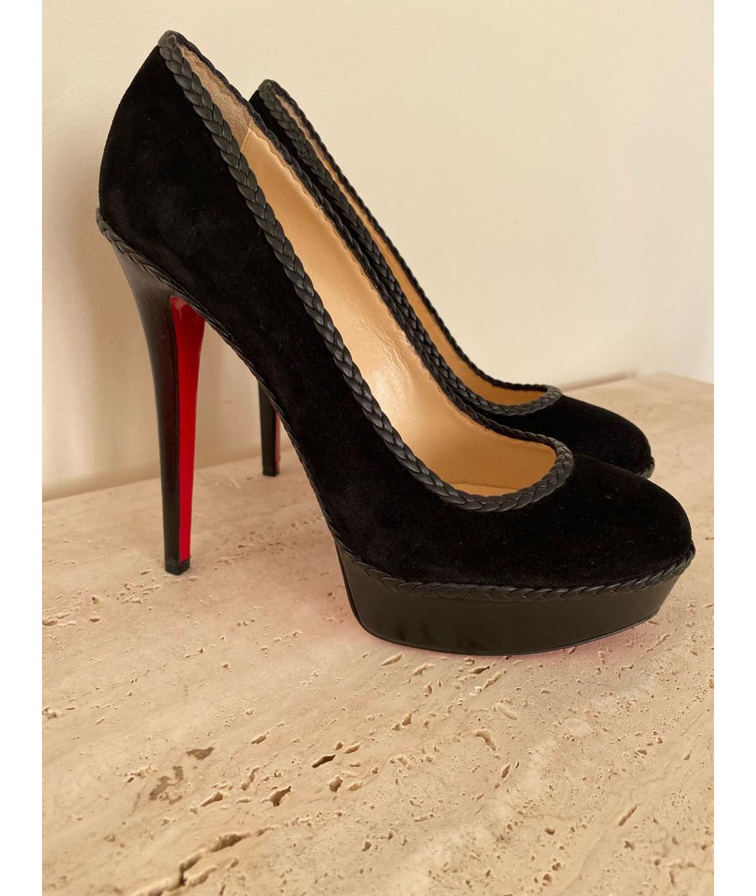 CHRISTIAN LOUBOUTIN Черные замшевые туфли, фото 7