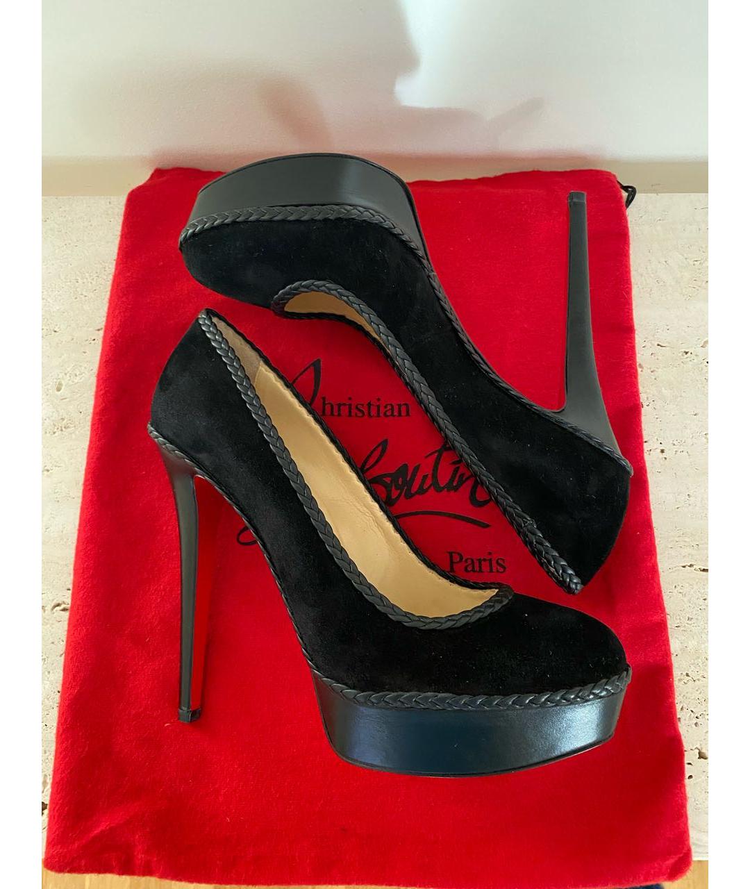 CHRISTIAN LOUBOUTIN Черные замшевые туфли, фото 5