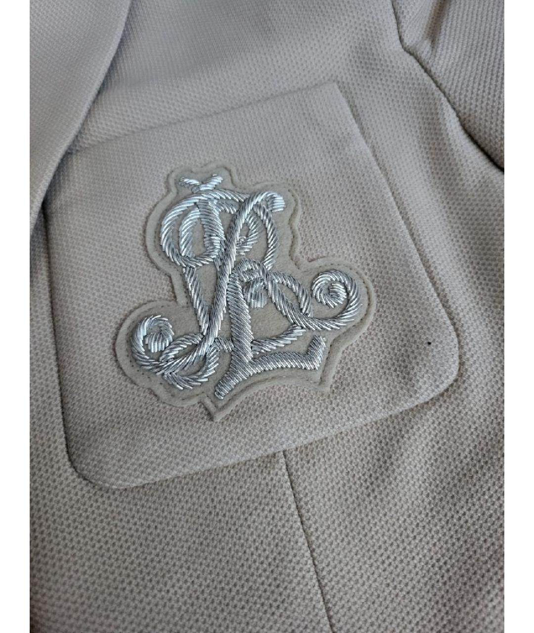 POLO RALPH LAUREN Бежевый хлопко-эластановый жакет/пиджак, фото 4