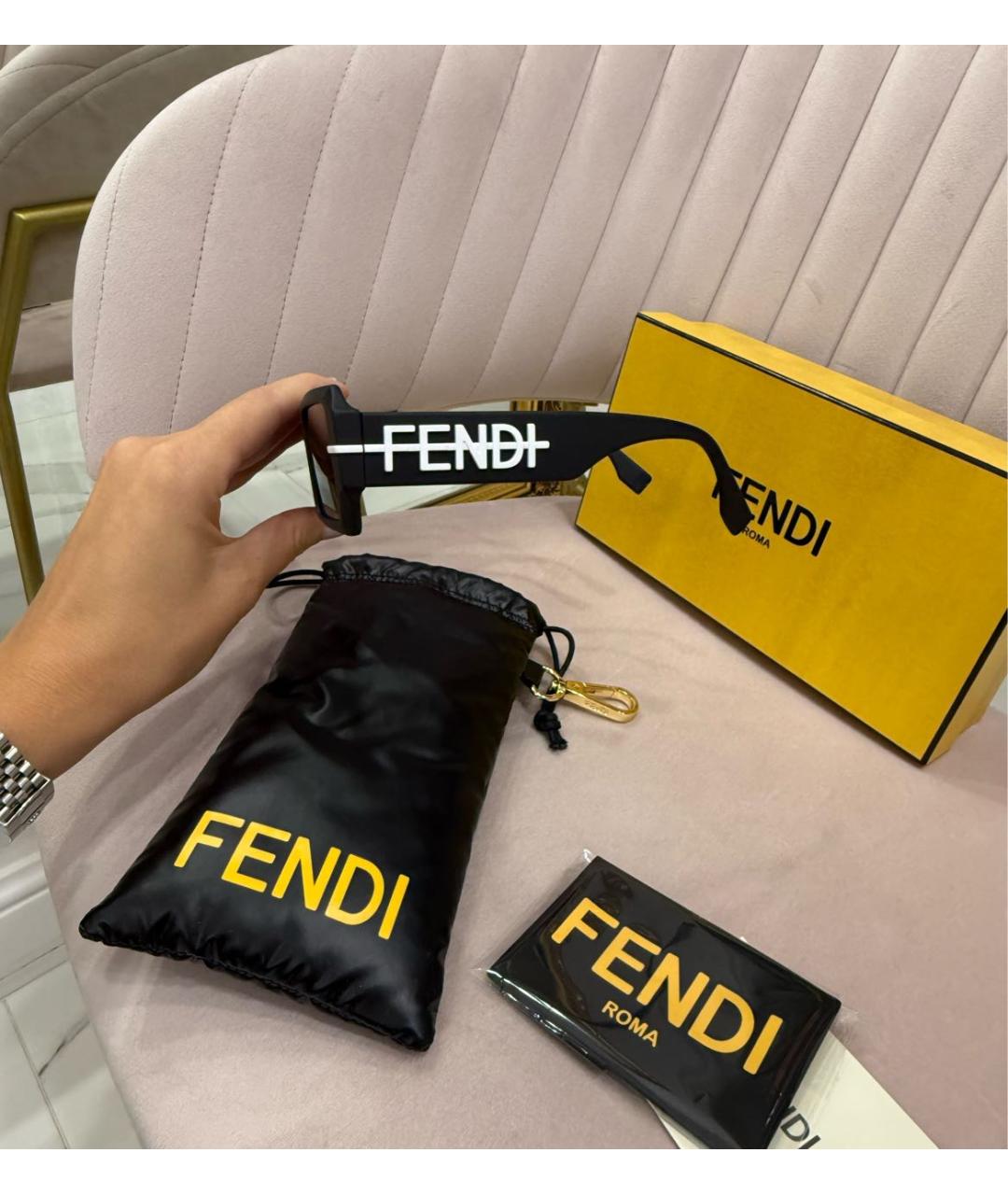 FENDI Черные пластиковые солнцезащитные очки, фото 7