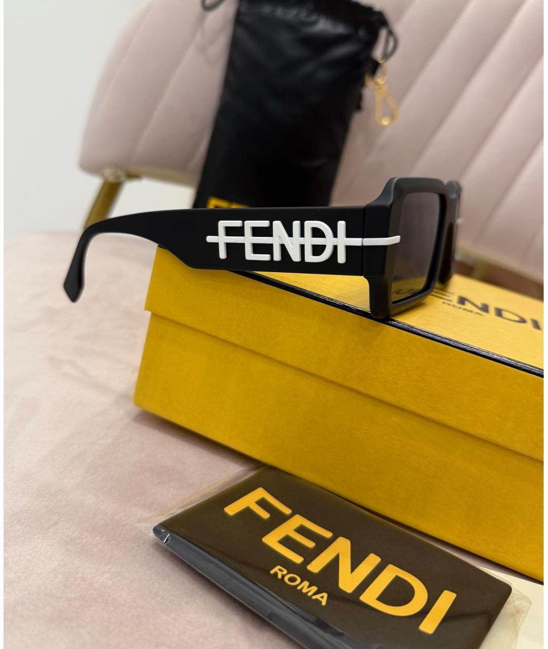 FENDI Черные пластиковые солнцезащитные очки, фото 8