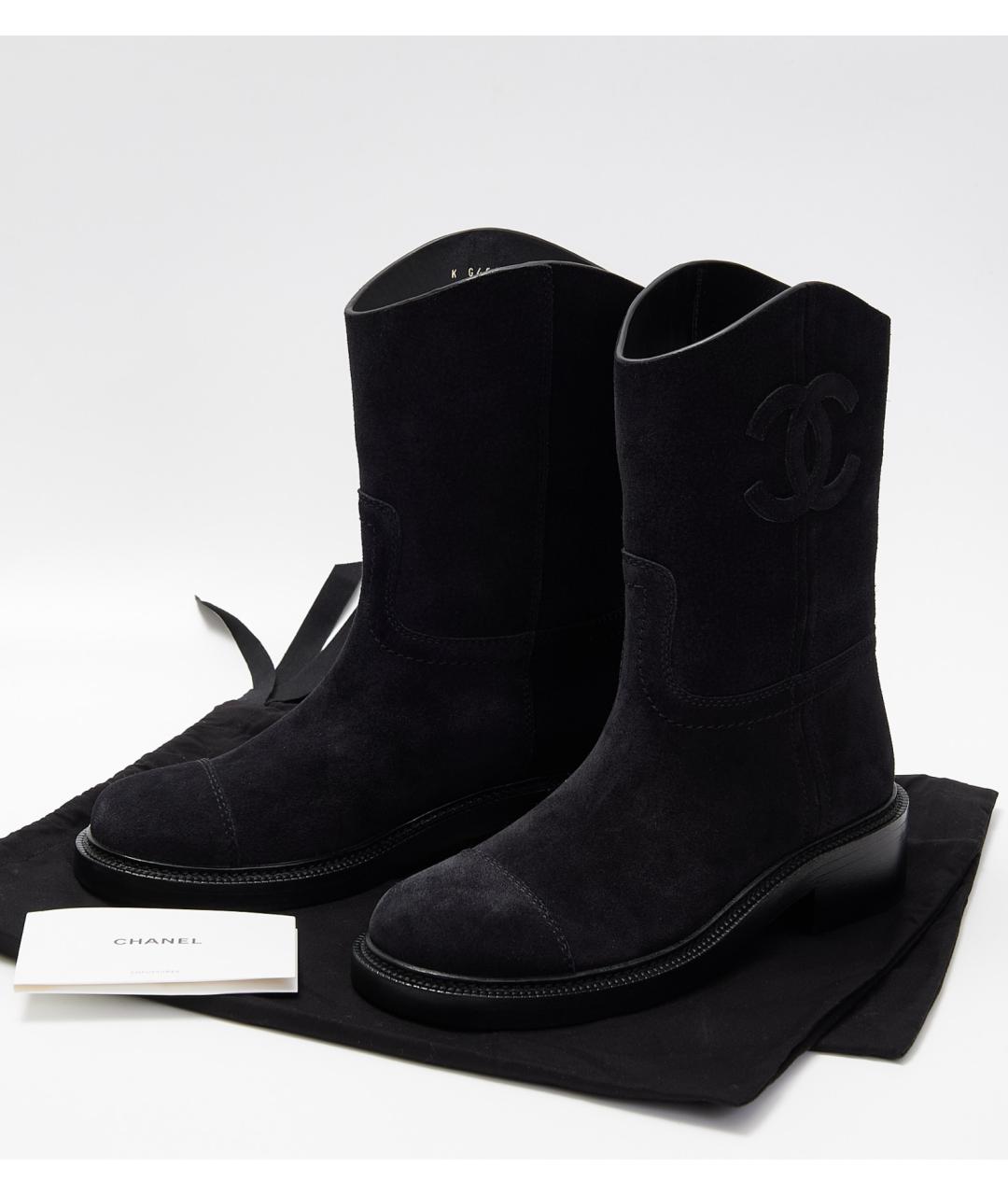 CHANEL Черные замшевые полусапоги, фото 5