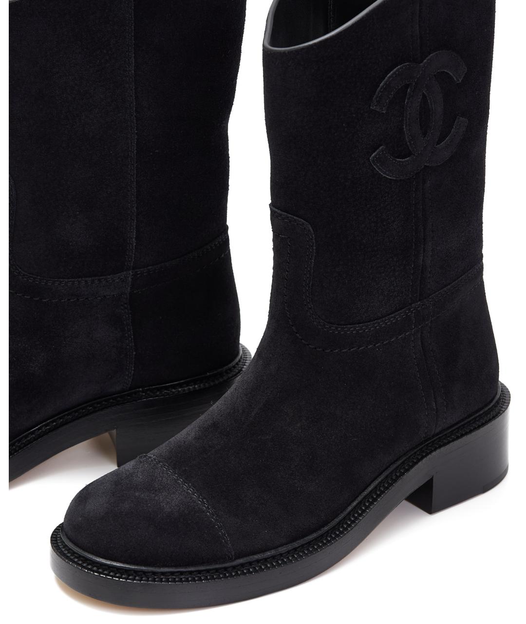 CHANEL Черные замшевые полусапоги, фото 4