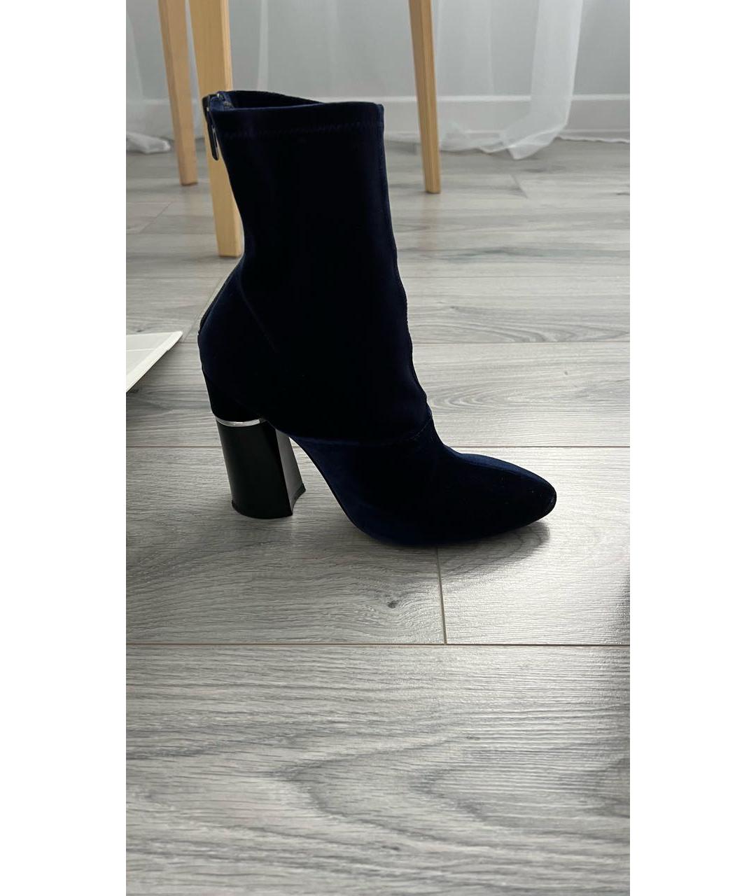 3.1 PHILLIP LIM Темно-синие текстильные ботильоны, фото 4