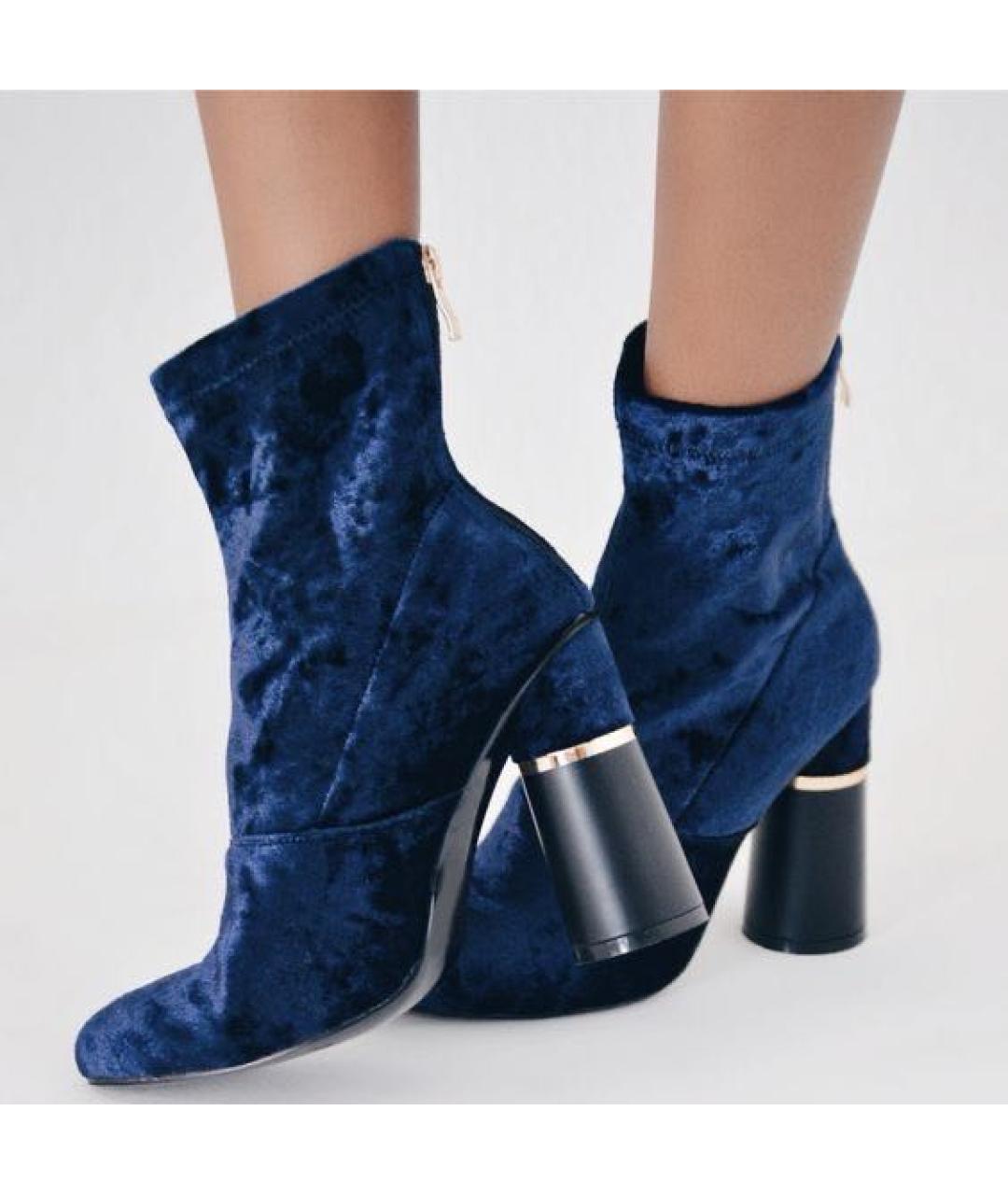 3.1 PHILLIP LIM Темно-синие текстильные ботильоны, фото 7