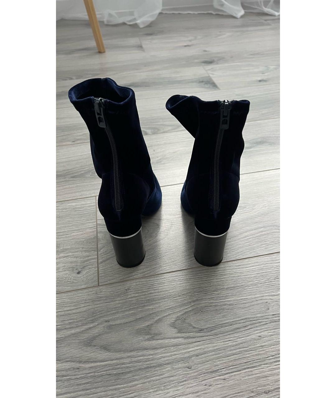 3.1 PHILLIP LIM Темно-синие текстильные ботильоны, фото 3