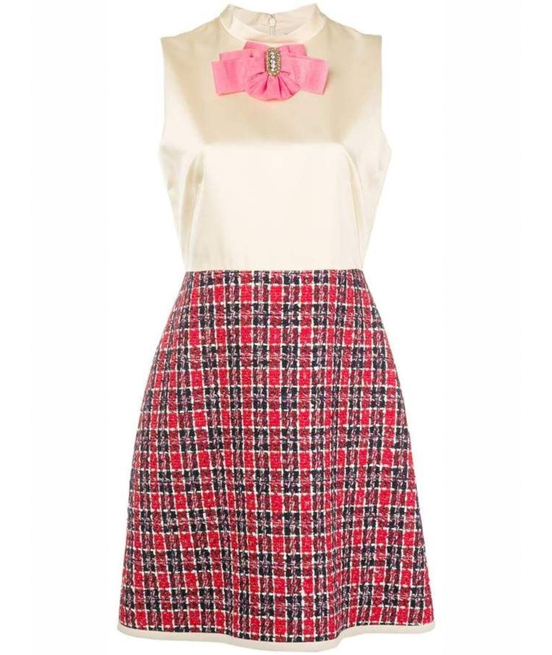 GUCCI Бежевое твидовое коктейльное платье, фото 1