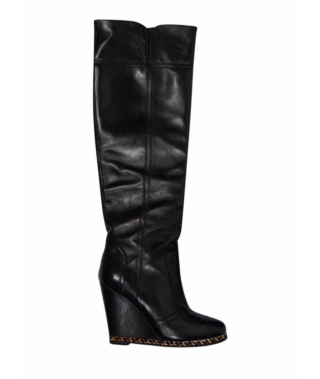 CHANEL Черные кожаные сапоги, фото 1