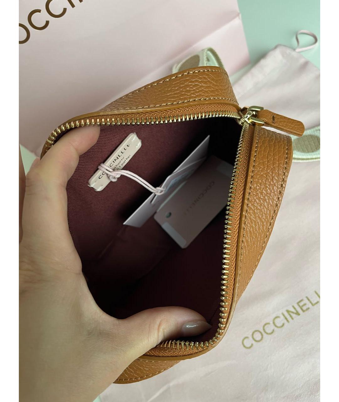COCCINELLE Коричневая кожаная сумка через плечо, фото 4