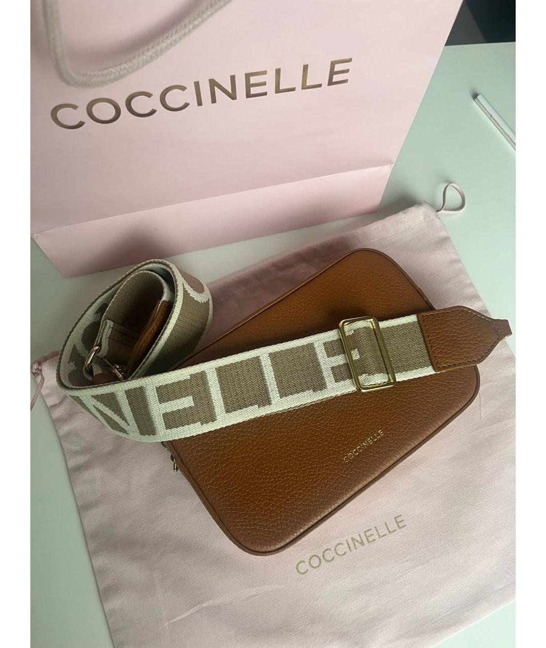 COCCINELLE Коричневая кожаная сумка через плечо, фото 3