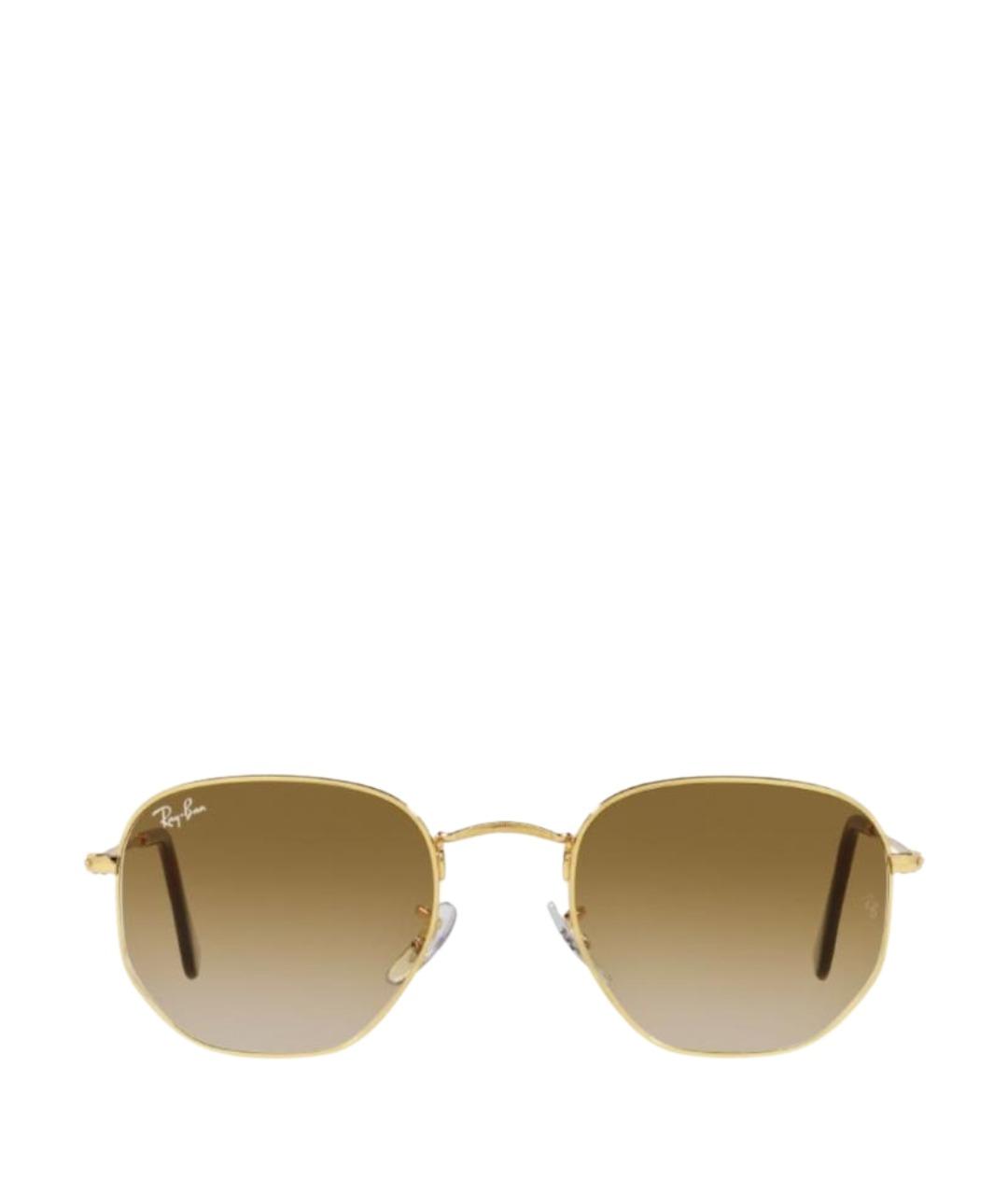 RAY BAN Коричневые металлические солнцезащитные очки, фото 1
