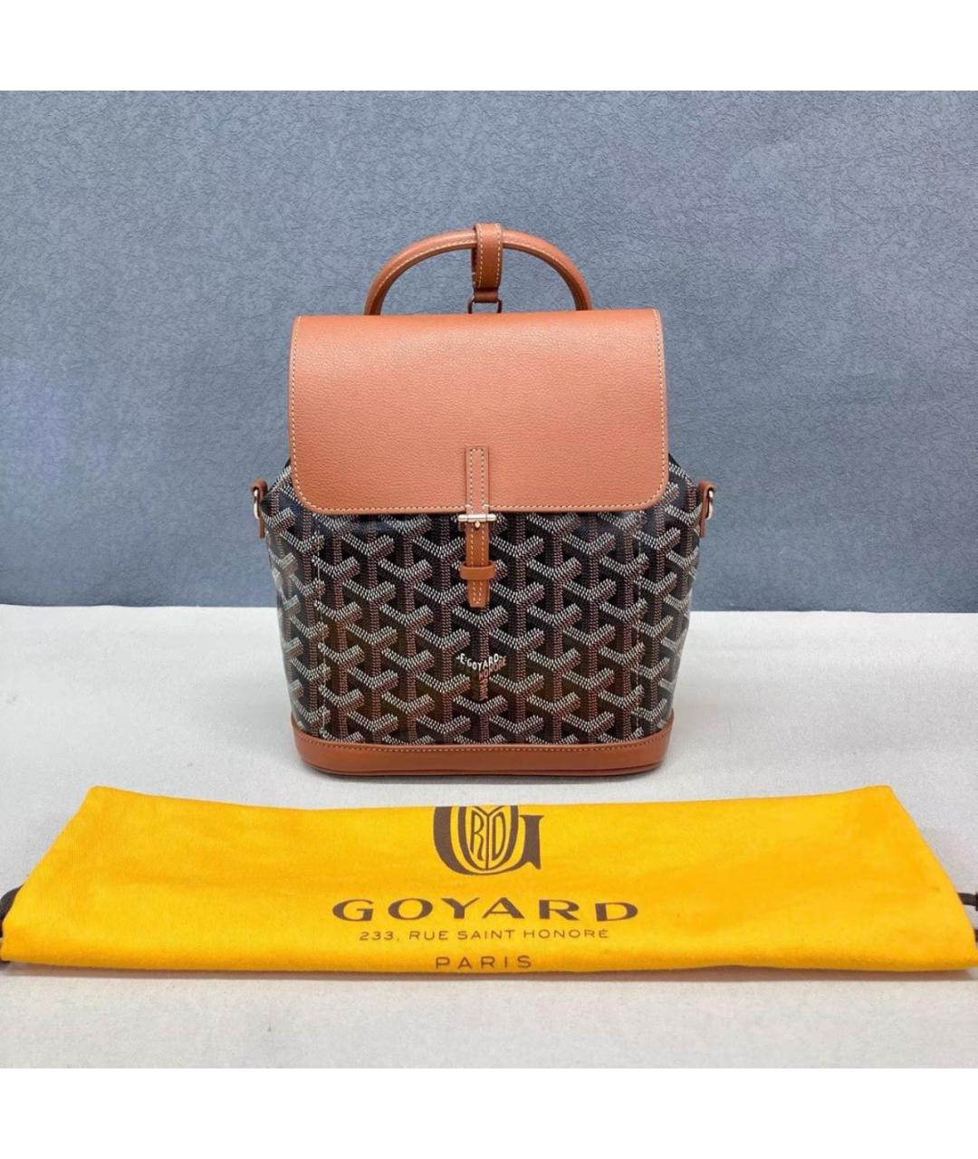 GOYARD Коричневый кожаный рюкзак, фото 9