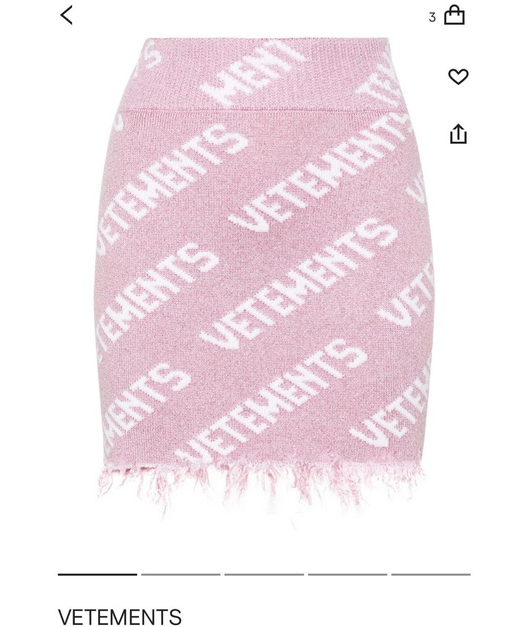 VETEMENTS Розовая шерстяная юбка мини, фото 9