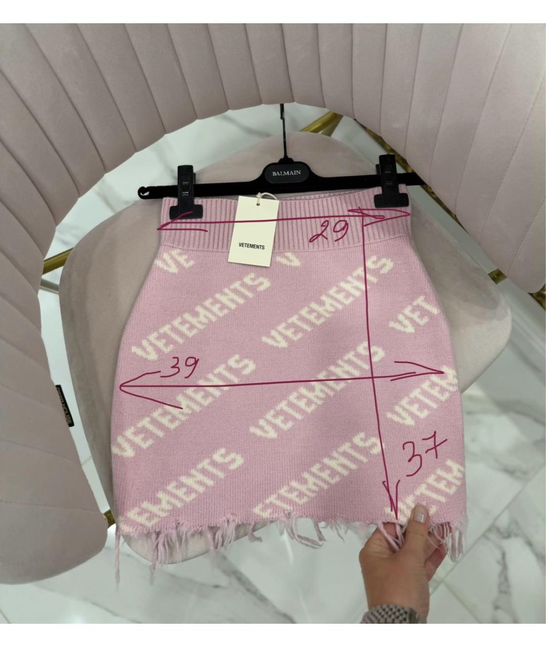 VETEMENTS Розовая шерстяная юбка мини, фото 7