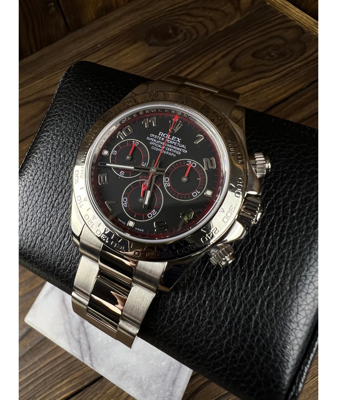ROLEX Черные часы из белого золота, фото 3