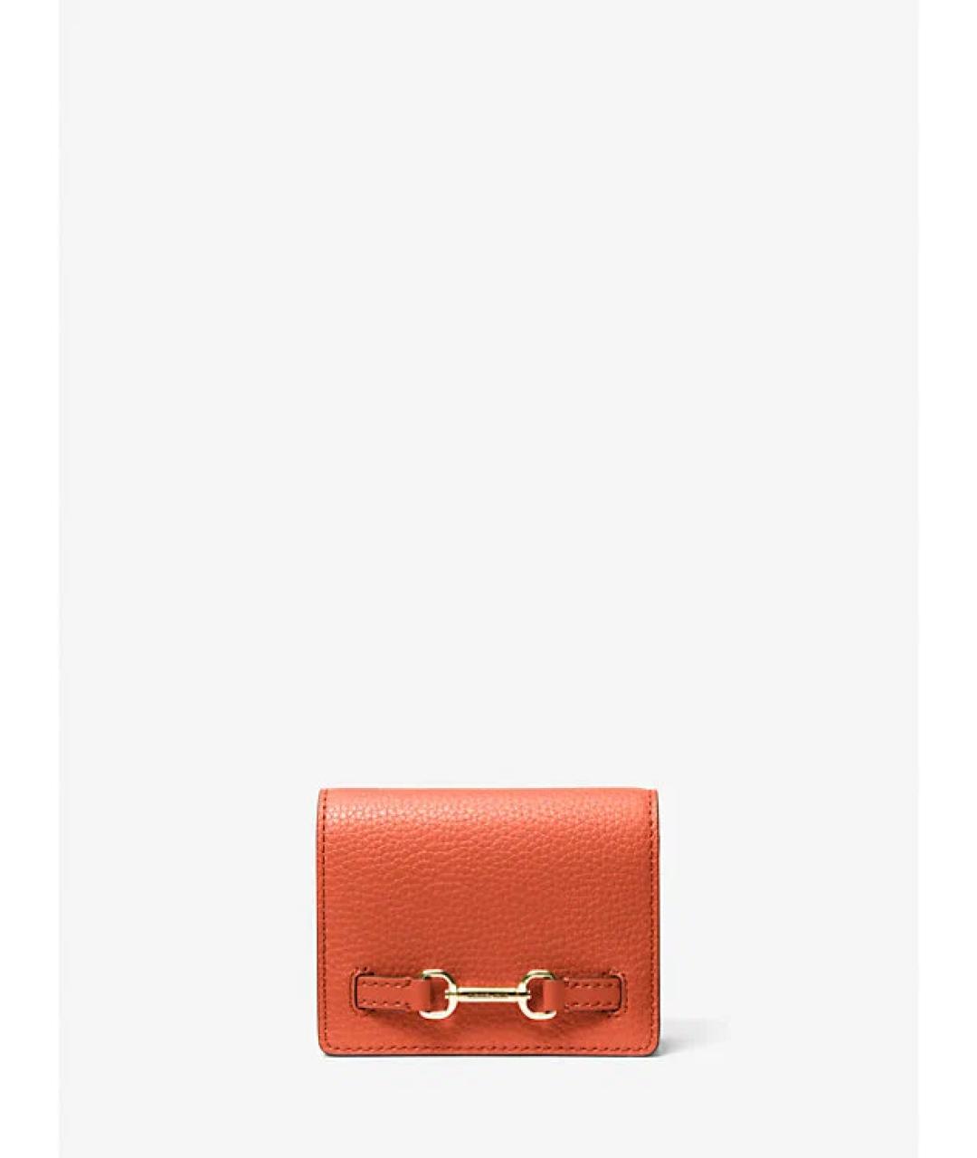 MICHAEL KORS Оранжевый кожаный кошелек, фото 4