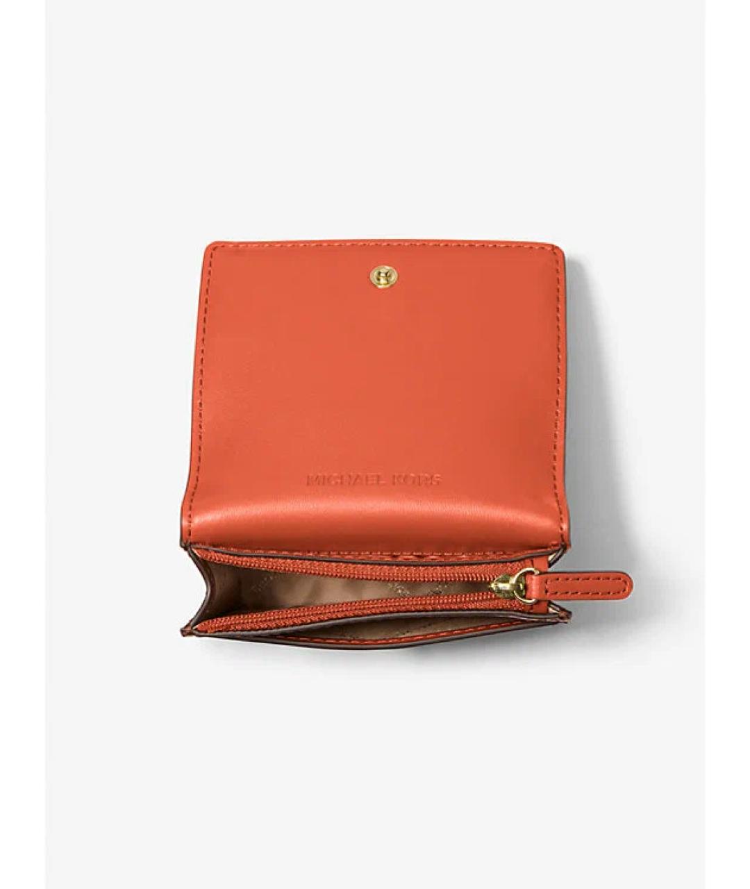 MICHAEL KORS Оранжевый кожаный кошелек, фото 2
