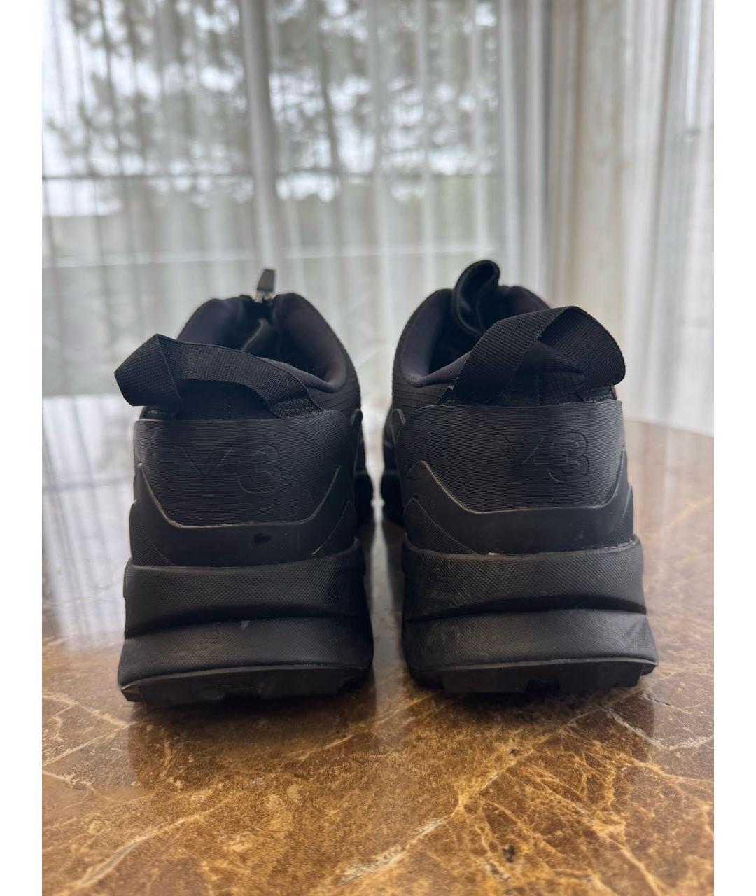 Y-3 Черные синтетические низкие кроссовки / кеды, фото 4