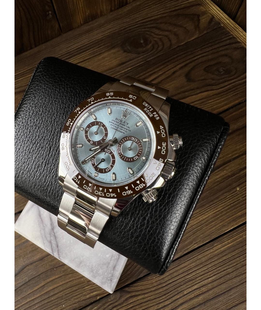 ROLEX Голубые платиновые часы, фото 3
