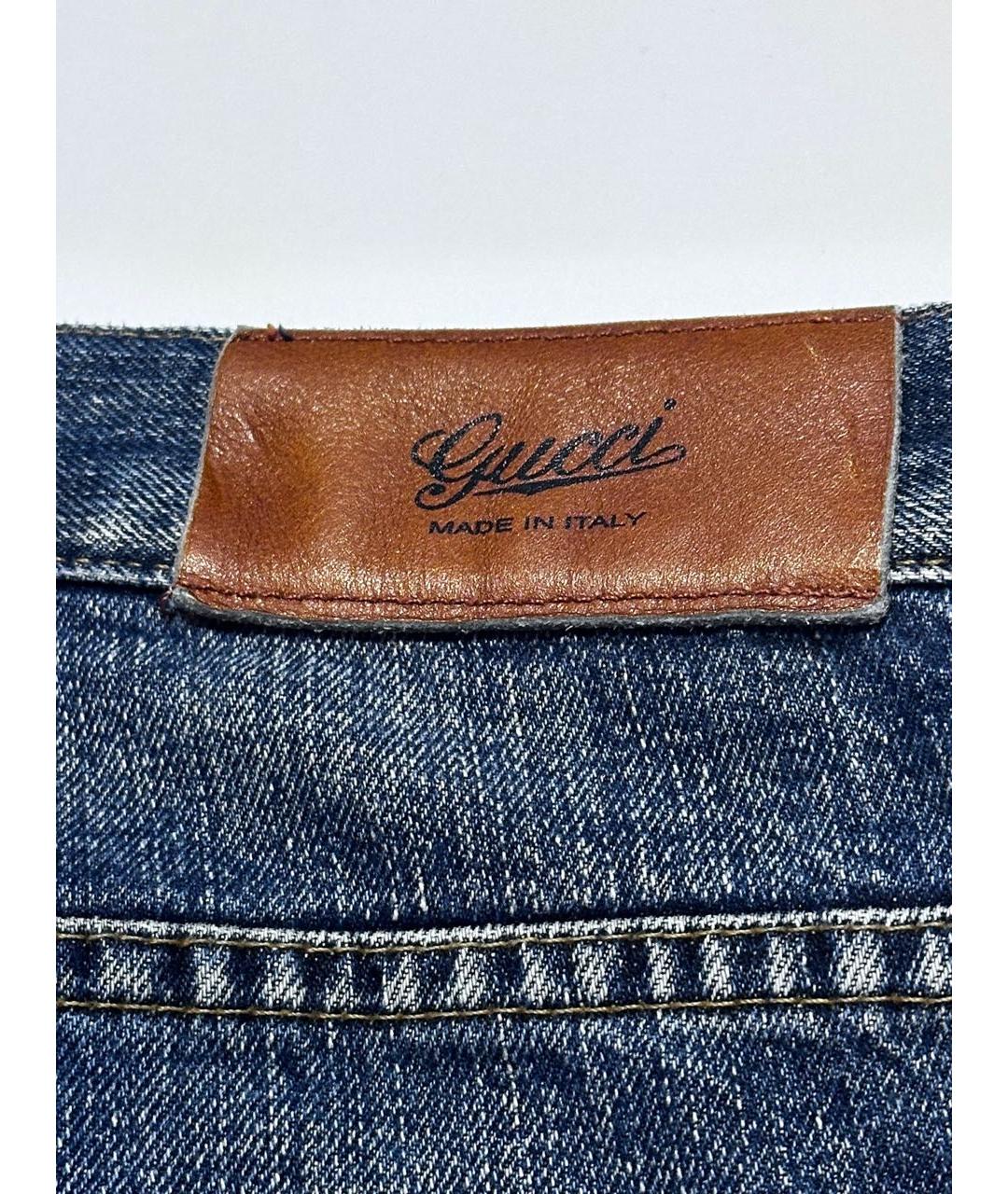 GUCCI Темно-синие хлопковые прямые джинсы, фото 6
