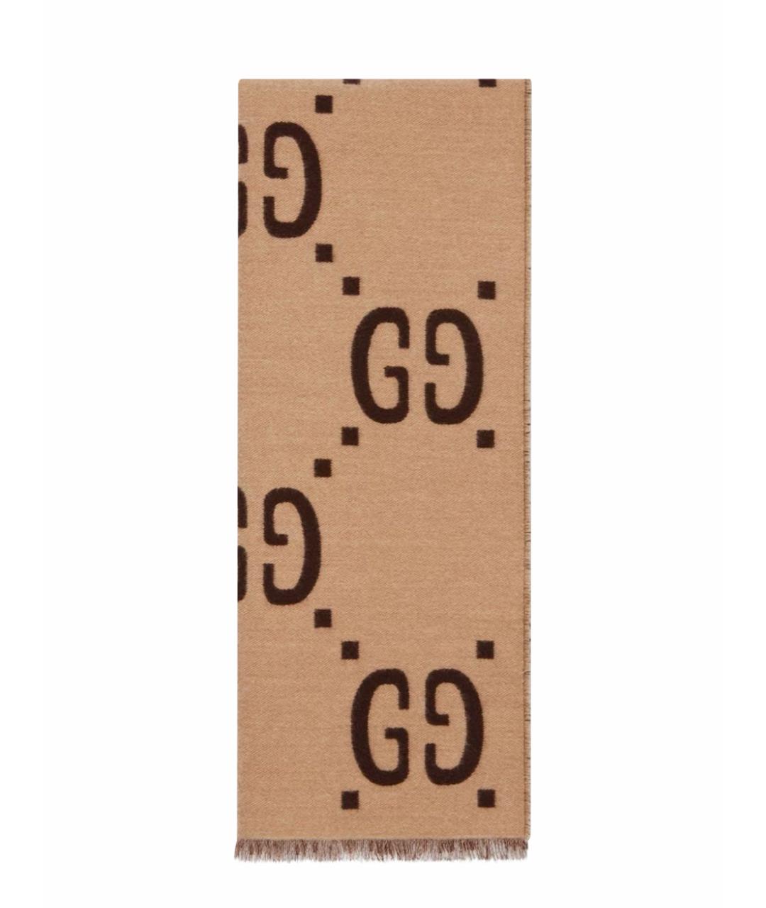 GUCCI Бежевый шерстяной шарф, фото 1