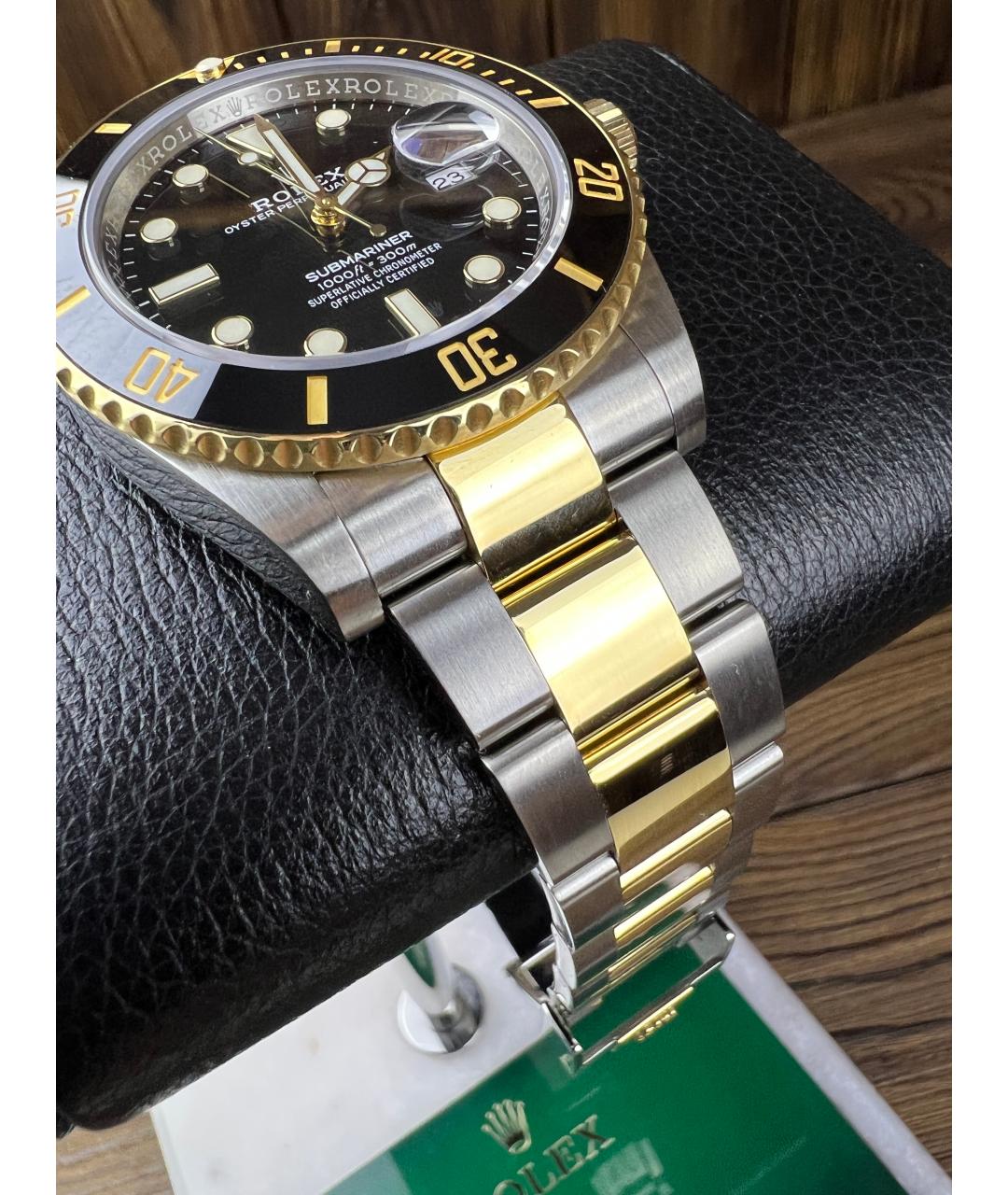 ROLEX Черные часы из желтого золота, фото 4
