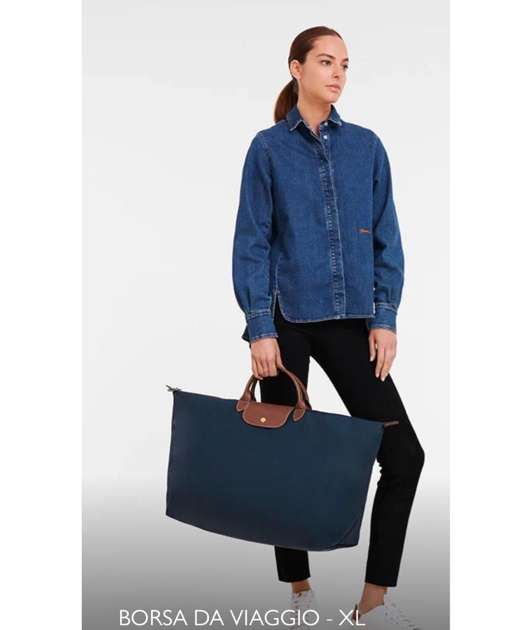 LONGCHAMP Темно-синяя тканевая дорожная/спортивная сумка, фото 6