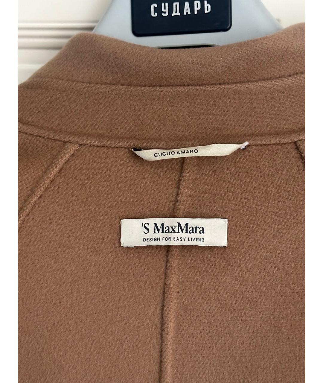 'S MAX MARA Коричневое шерстяное пальто, фото 3