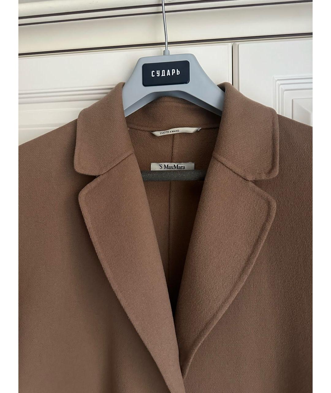 'S MAX MARA Коричневое шерстяное пальто, фото 4